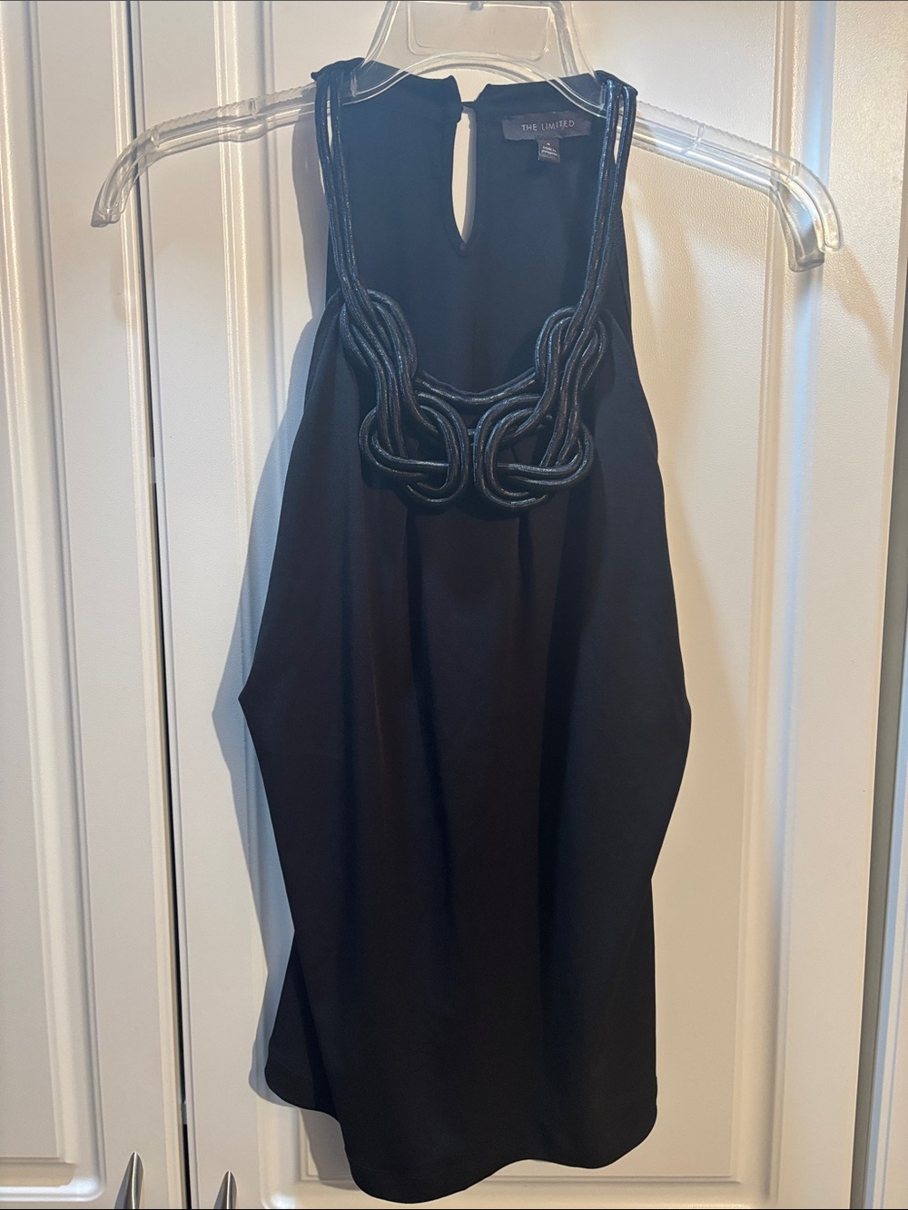 The Limited Black Embellished Halter Neck Tank